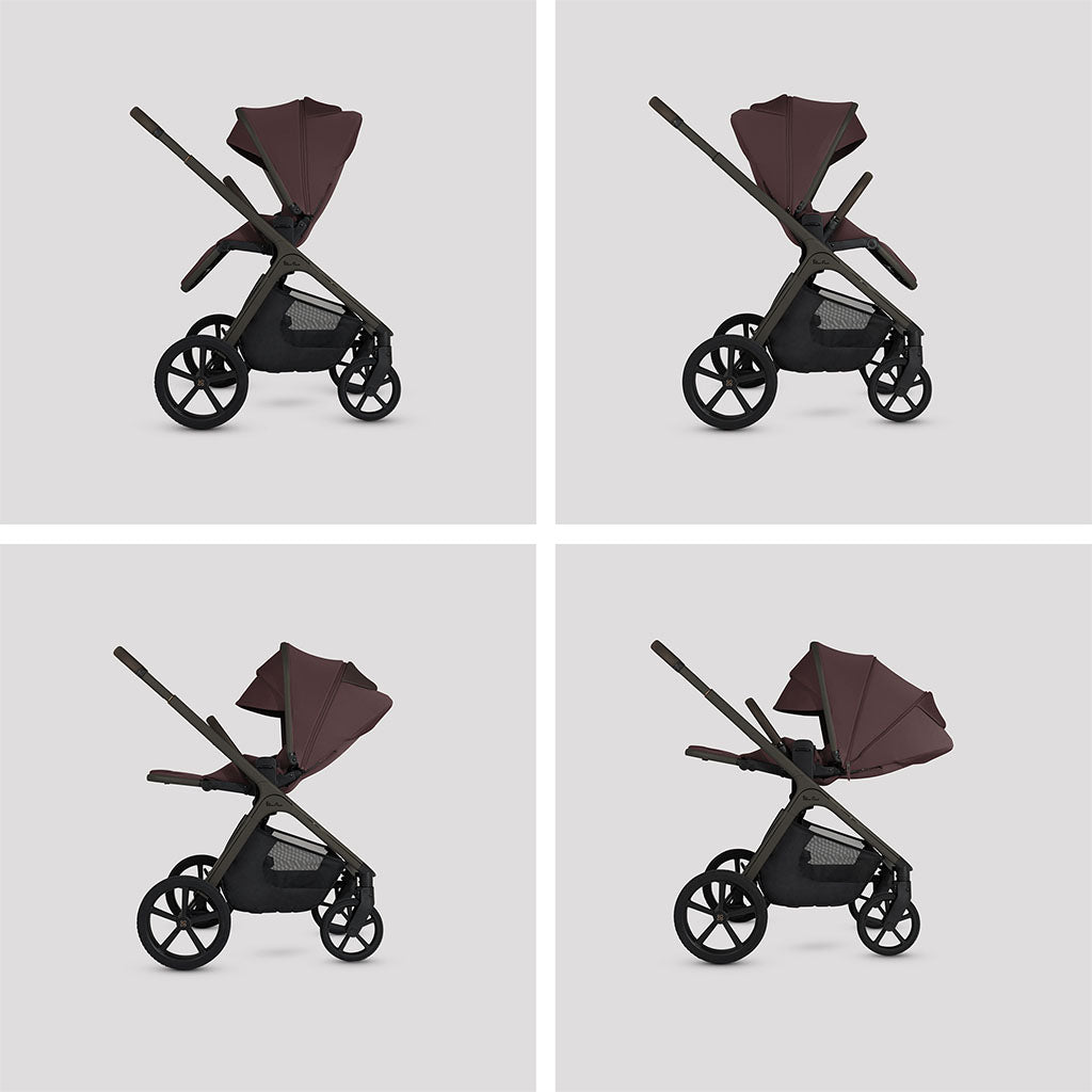 Silver Cross Cove Pushchair Ultimate 360 Family Car Seat Bundle - Damson