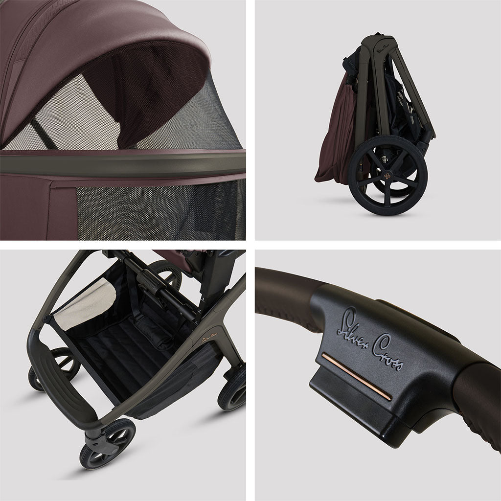Silver Cross Cove Pushchair Ultimate 360 Family Car Seat Bundle - Damson