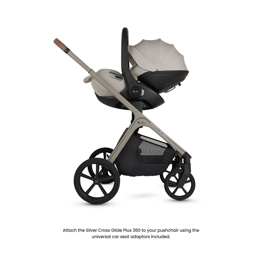 Silver Cross Cove Pushchair Ultimate 360 Family Car Seat Bundle - Champagne