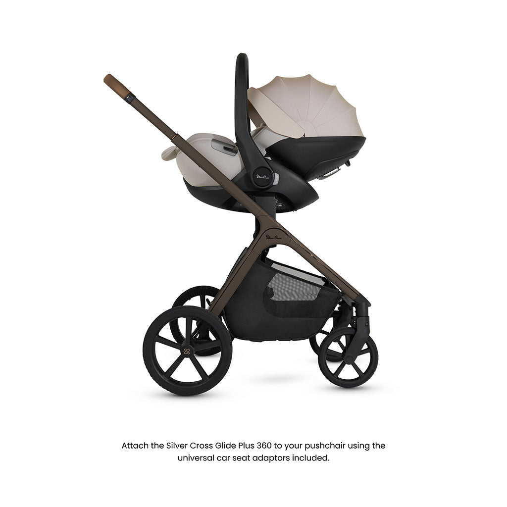 Silver Cross Cove Pushchair Ultimate 360 Car Seat Bundle - Maple
