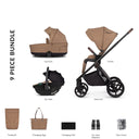 Venicci Claro 3 in 1 Pushchair with Tiago Beige Car Seat - Caramel