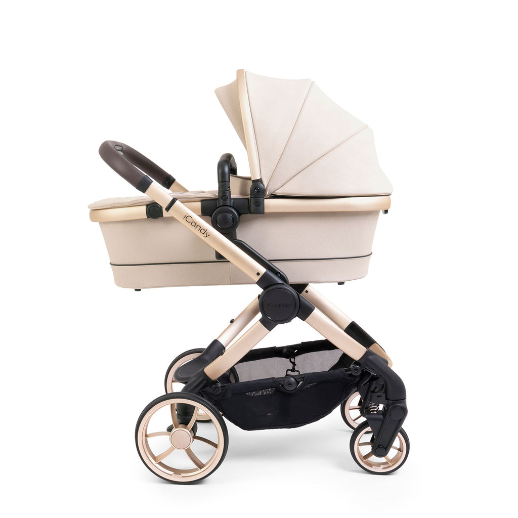 iCandy Peach 7 Pushchair and Carrycot Complete Car Seat Bundle - Biscotti