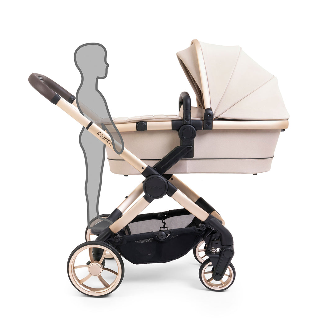 iCandy Peach 7 Pushchair and Carrycot Complete Car Seat Bundle - Biscotti