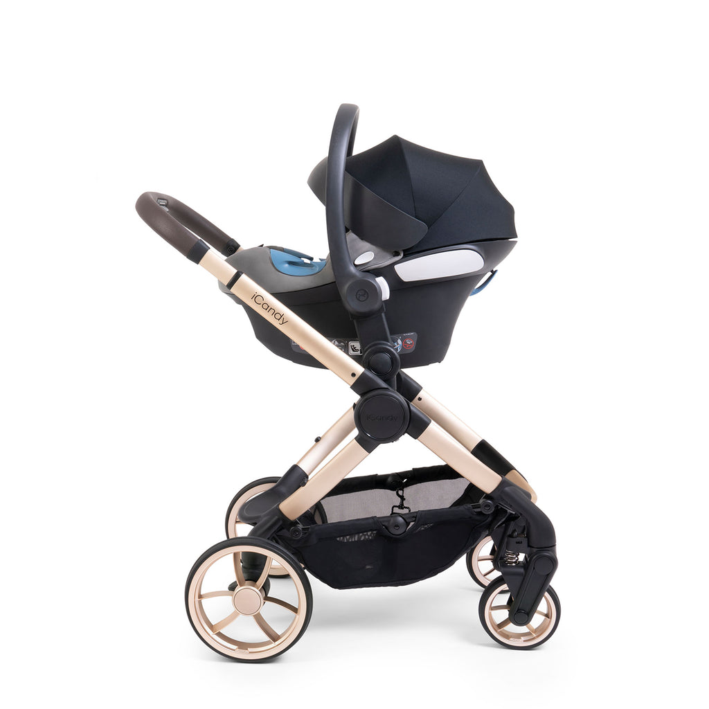 iCandy Peach 7 Pushchair and Carrycot Complete Car Seat Bundle - Biscotti