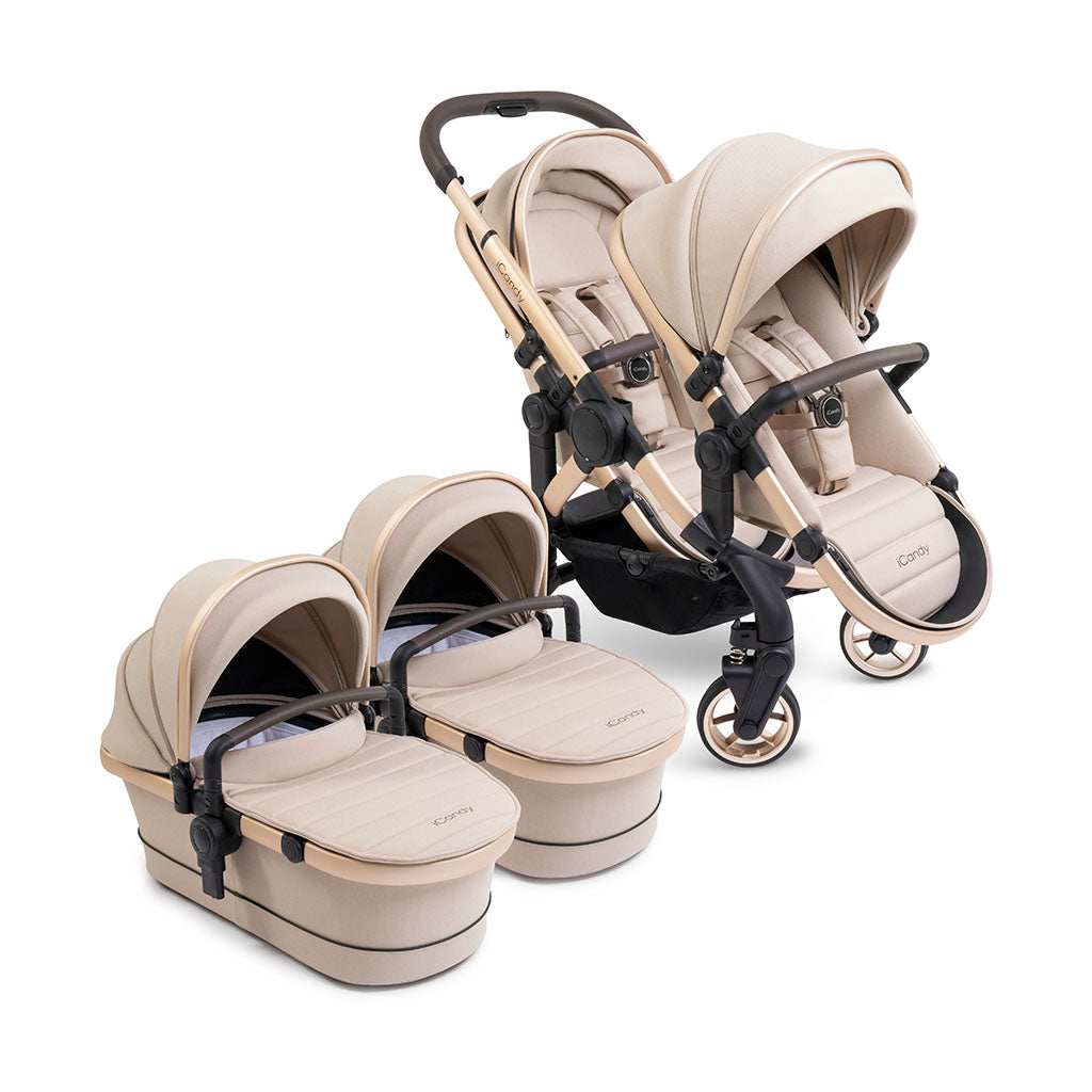 iCandy Peach 7 Pushchair and Carrycot Twin Bundle - Biscotti