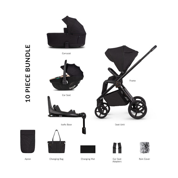 Venicci Claro 2 Luxury Bundle with Tiago Beige Car Seat and Base - Noir
