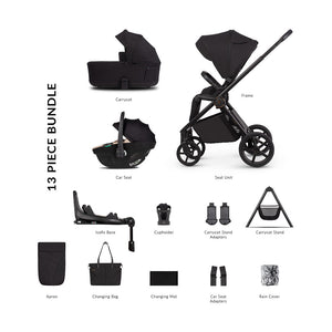 Venicci Claro 2 Ultimate Bundle with Tiago Beige Car Seat and Base - Noir