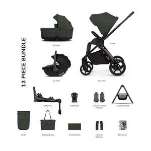 Venicci Claro 2 Ultimate Bundle with Tiago Beige Car Seat and Base - Forest