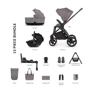 Venicci Claro 2 Ultimate Bundle with Tiago Beige Car Seat and Base - Fog