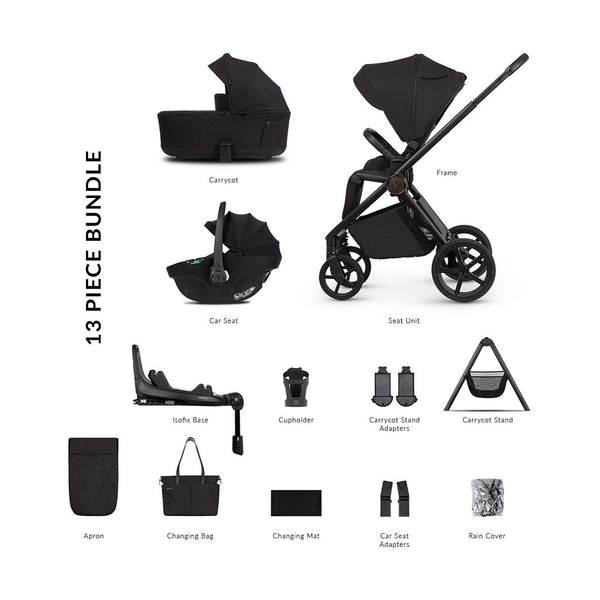 Venicci Claro 2 Ultimate Bundle with Tiago Black Car Seat and Base - Noir