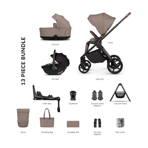 Venicci Claro 2 Ultimate Bundle with Tiago Black Car Seat and Base - Almond 