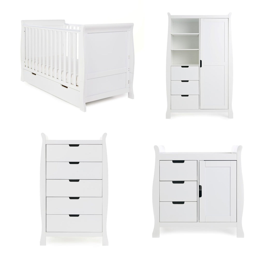 Obaby Stamford Classic Sleigh 4 Piece Room Set - Chelsea Baby