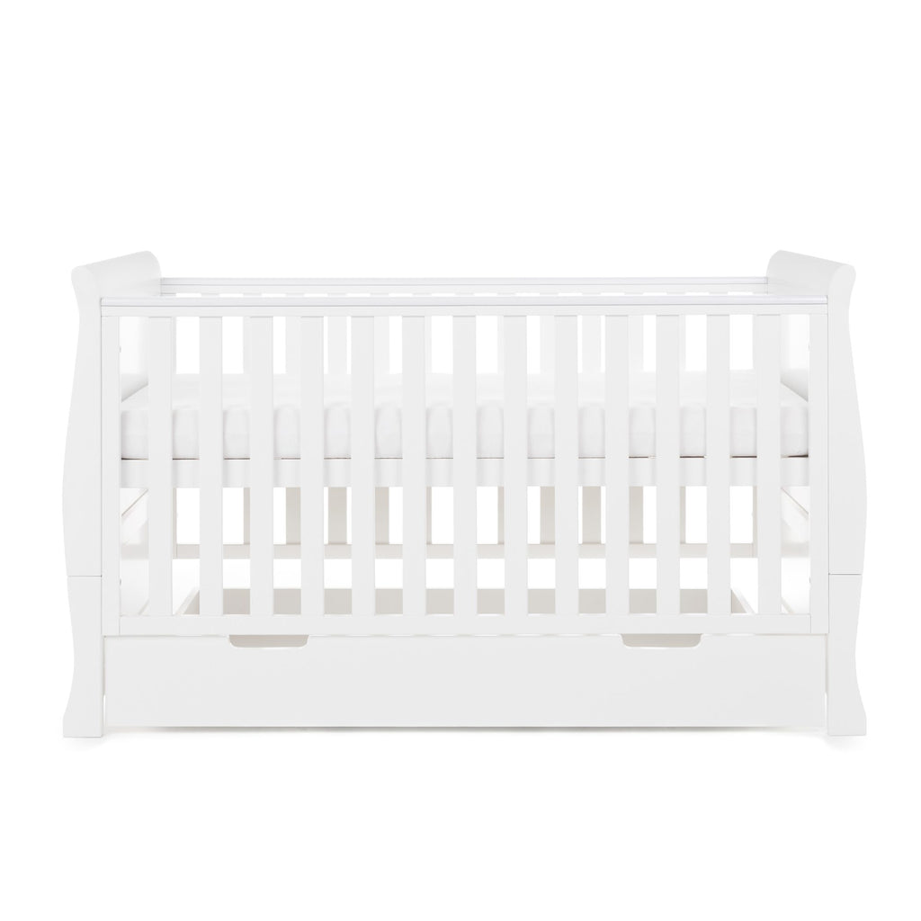 Obaby Stamford Classic Sleigh Cot Bed and Breathable Mattress - Chelsea Baby