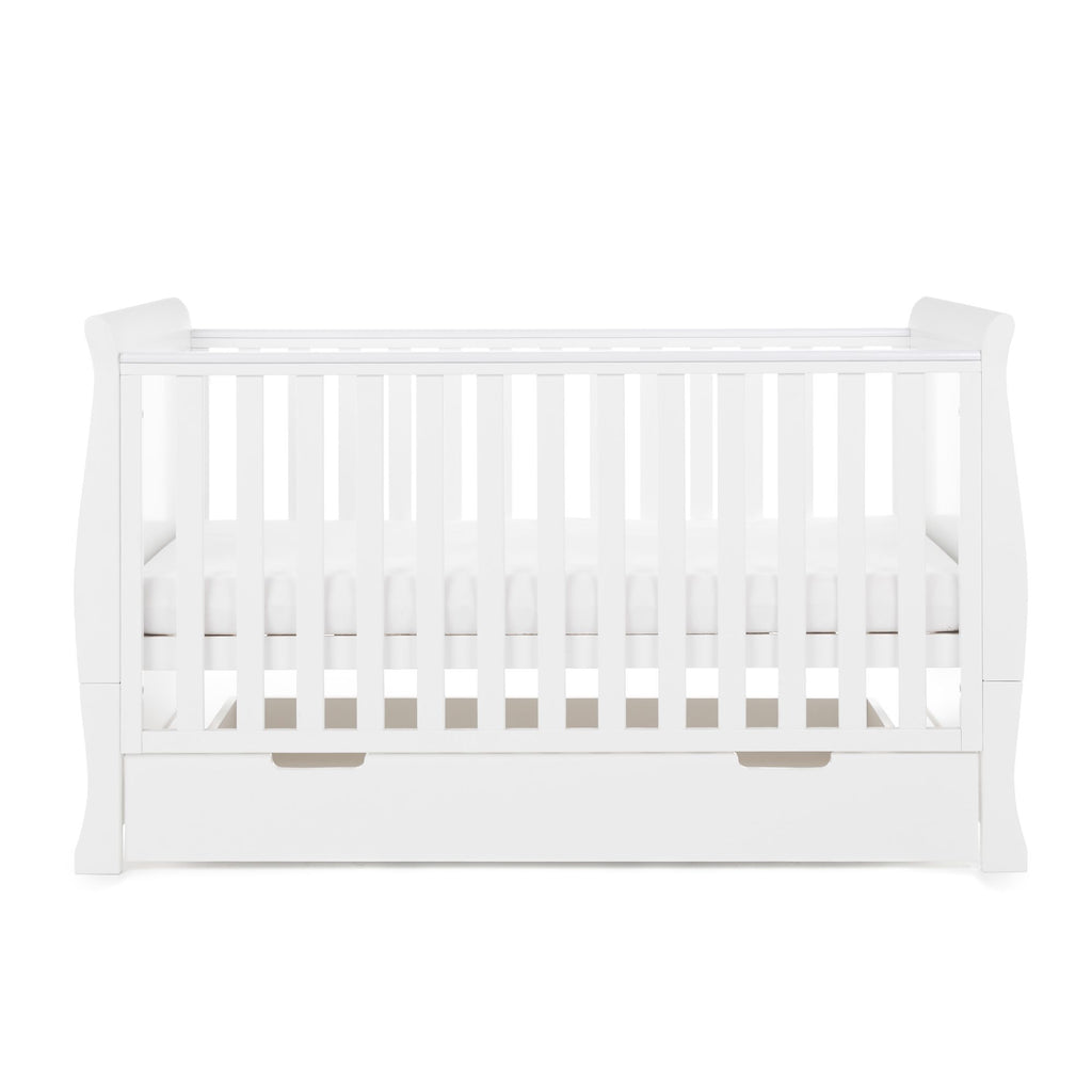 Obaby Stamford Classic Sleigh Cot Bed and Breathable Mattress - Chelsea Baby