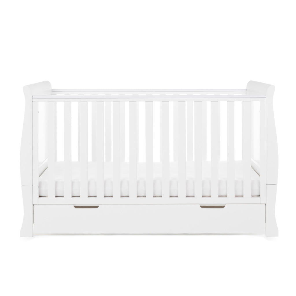 Obaby Stamford Classic Sleigh Cot Bed and Breathable Mattress - Chelsea Baby