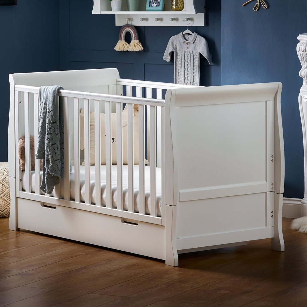 Obaby Stamford Classic Sleigh Cot Bed and Breathable Mattress - Chelsea Baby