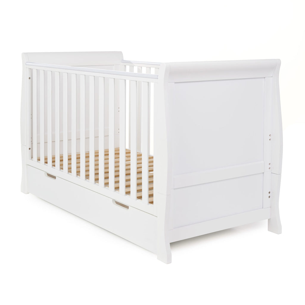 Obaby Stamford Classic Sleigh Cot Bed and Breathable Mattress - Chelsea Baby