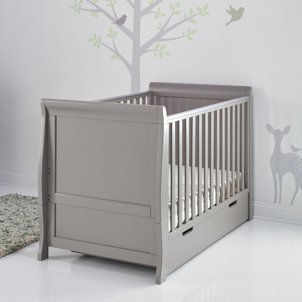 Obaby Stamford Classic Sleigh Cot Bed and Breathable Mattress - Chelsea Baby