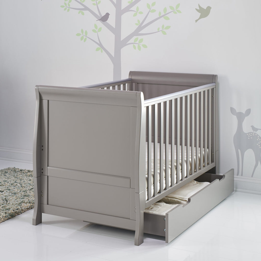 Obaby Stamford Classic Sleigh Cot Bed and Breathable Mattress - Chelsea Baby