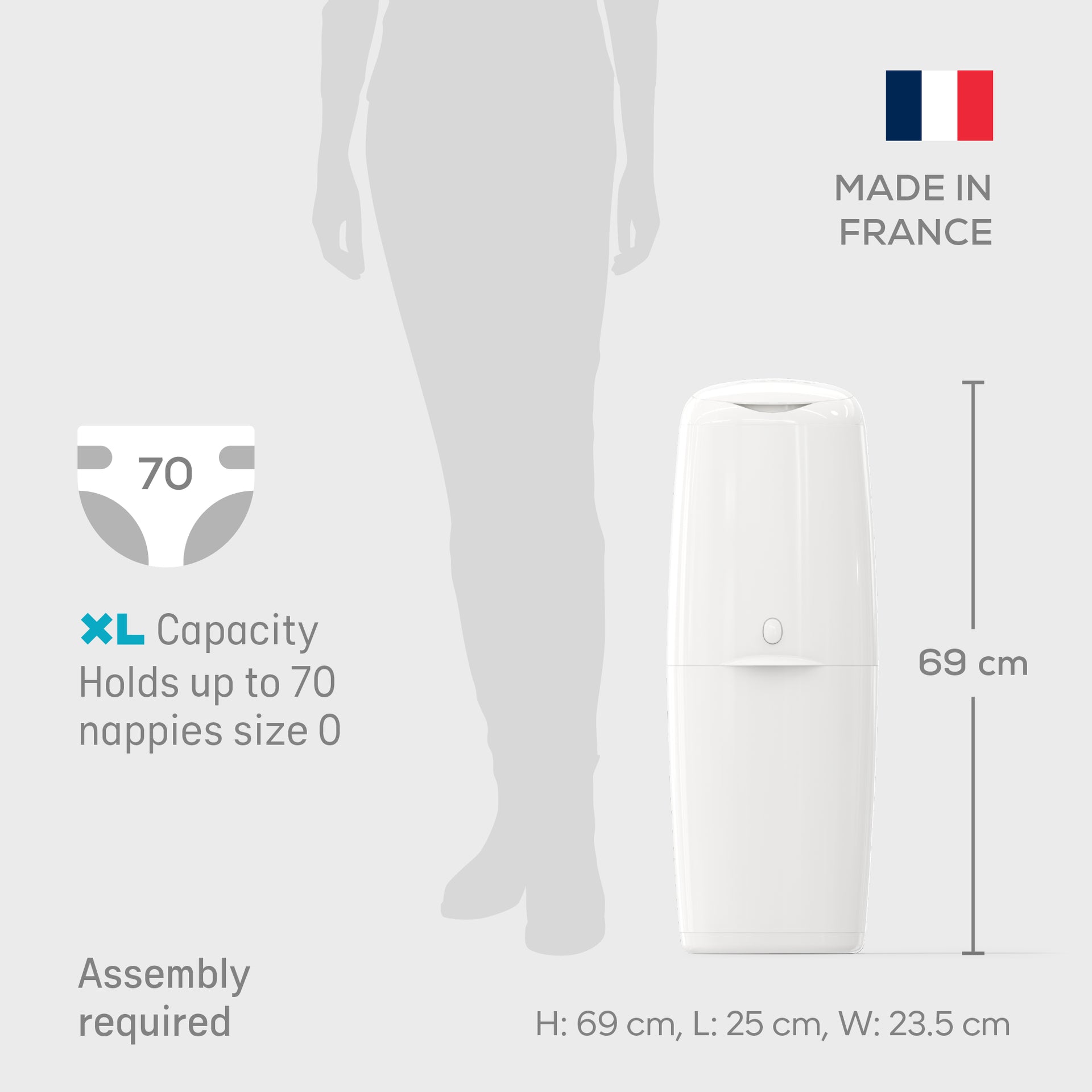 Angelcare Classic XL Nappy Disposal System with Octagonal Refill