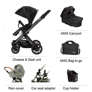 Mercedes AMG GT² Pushchair and Carrycot Bundle - Charcoal Black Ex Display