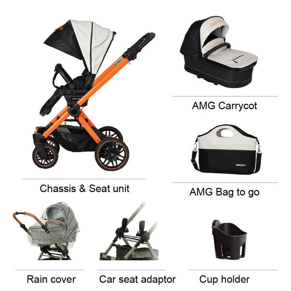 Mercedes AMG GT² Pushchair and Carrycot Bundle - Magmabeam Ex Display