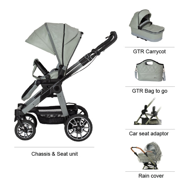 Mercedes-Benz All-Terrain GTR Pushchair and Carrycot Bundle - Sage Grey Ex Display