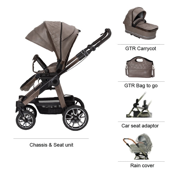 Mercedes-Benz All-Terrain GTR Pushchair and Carrycot Bundle - Truffle Ex Display