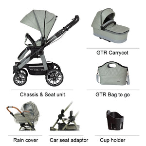 Mercedes-Benz All-Terrain GTR Pushchair and Carrycot Bundle - Sage Grey Ex Display