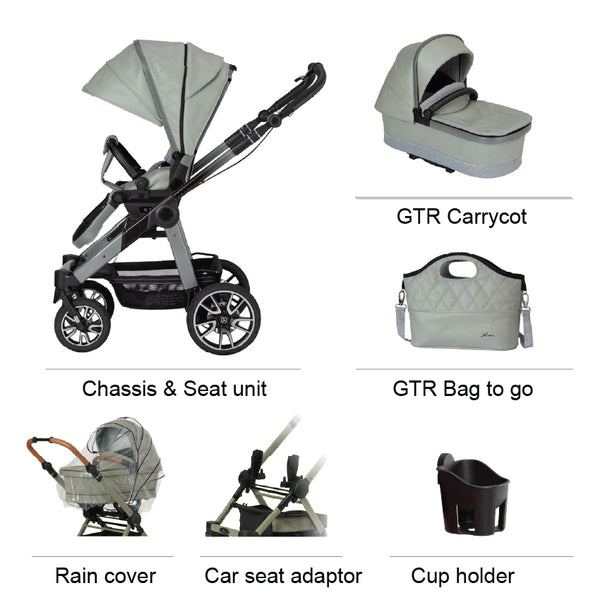 Mercedes-Benz All-Terrain GTR Pushchair and Carrycot Bundle - Sage Grey Ex Display