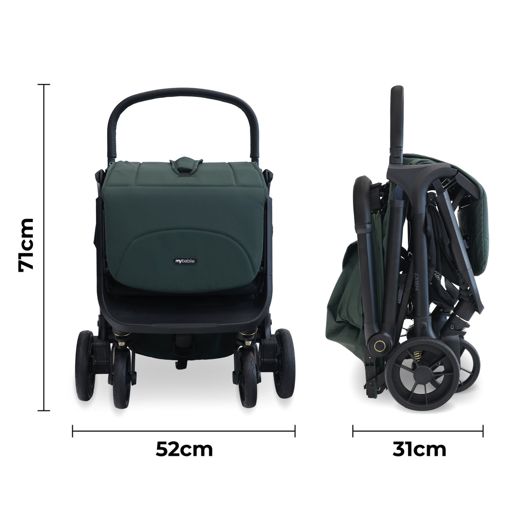 My Babiie MBX7 Plus Auto-Fold Stroller - Forest Green
