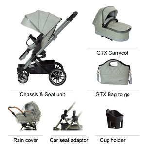 Mercedes-Benz Avantgarde GTX Pushchair and Carrycot Bundle - Sage Grey Ex Display