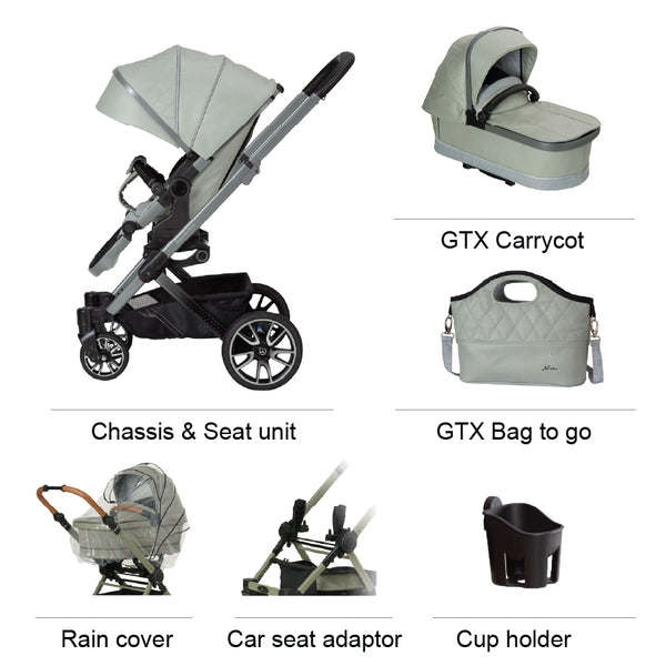 Mercedes-Benz Avantgarde GTX Pushchair and Carrycot Bundle - Sage Grey Ex Display