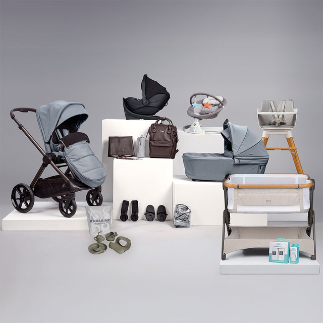 Bababing 18pc Raffi MKII Travel, Home & Feeding Bundle with spin car seat & Isofix base - Duck Egg