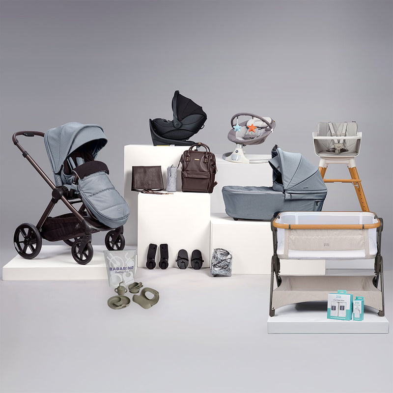 Bababing 18pc Raffi MKII Travel, Home & Feeding Bundle with spin car seat & Isofix base - Duck Egg