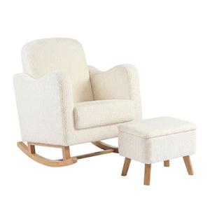 Bebe & Beyond Soother Nursing Chair & Footstool - Off White Boucle