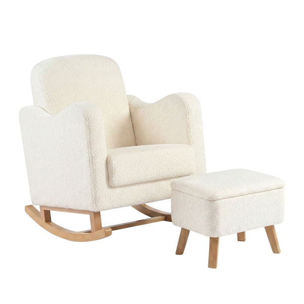 Bebe & Beyond Soother Nursing Chair & Footstool - Off White Boucle