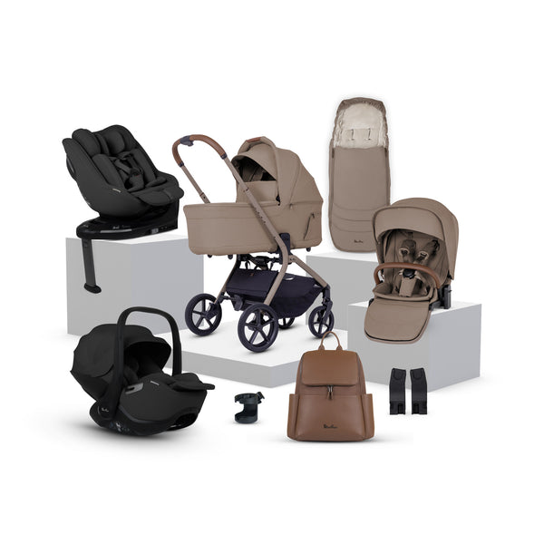 Silver Cross Breez Ultimate 360 Family Iconic Black Car Seat Bundle - Champagne