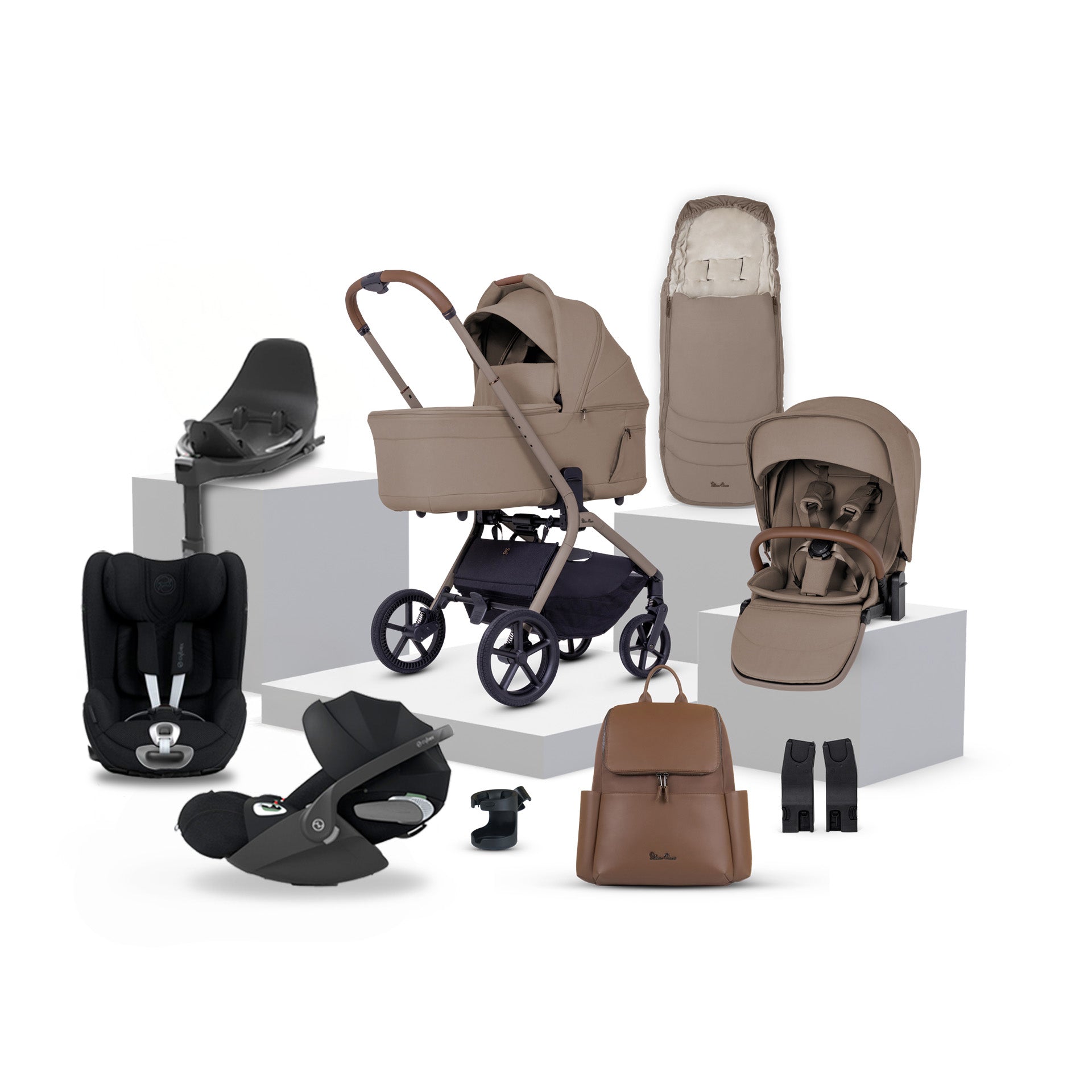 Silver Cross Breez Ultimate 360 Cloud T and Sirona T Black Car Seat Bundle - Champagne
