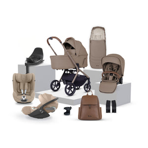 Silver Cross Breez Ultimate 360 Cloud T and Sirona T Beige Car Seat Bundle - Champagne