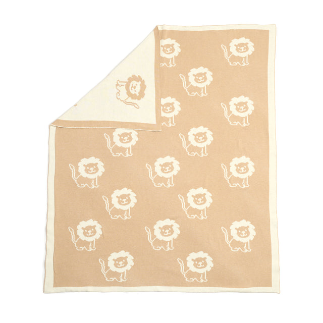Clair De Lune Lion Reversible Knitted Blanket - Chelsea Baby