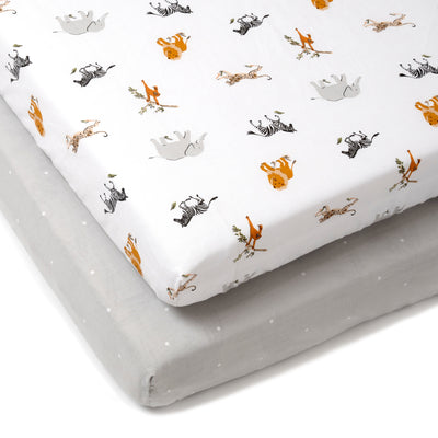 Clair De Lune Jungle Dream 2 Pack Printed Cot Bed Fitted Sheets - Chelsea Baby