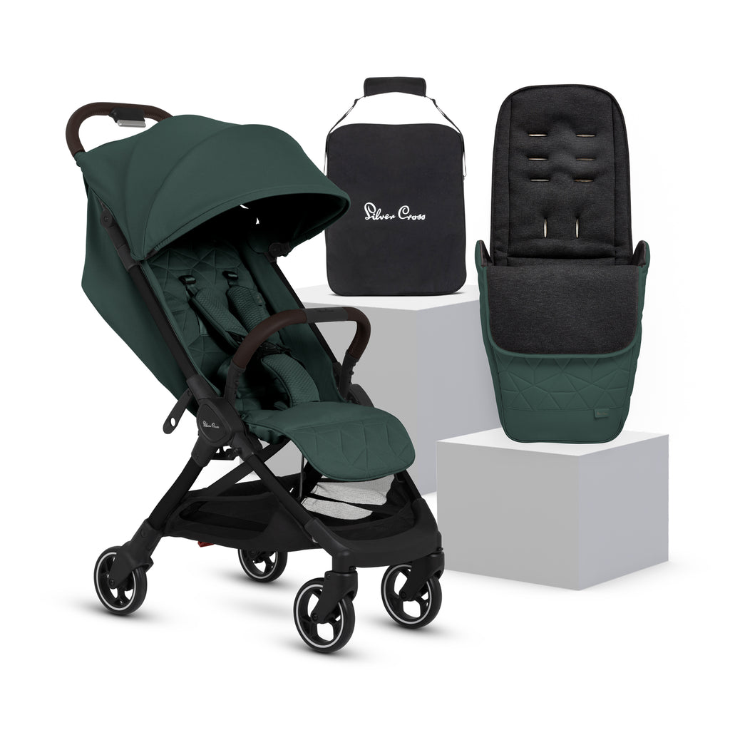 Silver Cross Clic 2 Stroller and Footmuff - Conifer