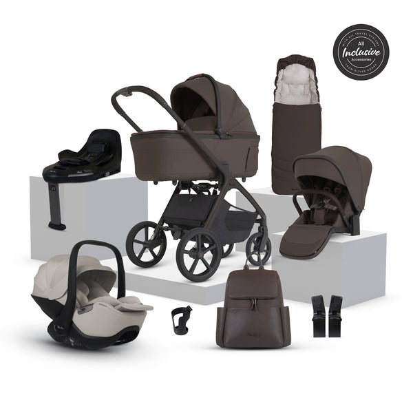 Silver Cross Cove 2 Ultimate 360 Natural Taupe Car Seat Bundle - Chocolate