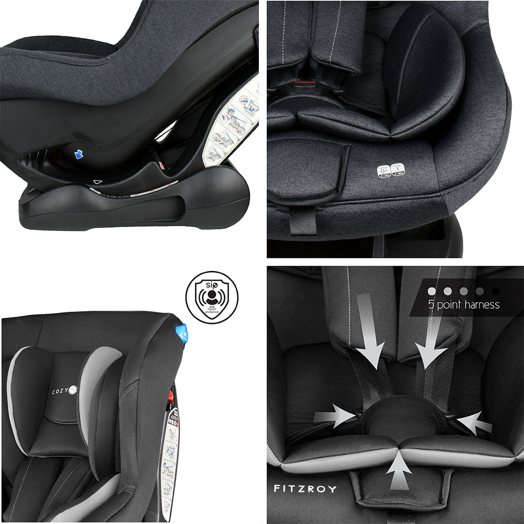 Cozy N Safe Fitzroy Group 0+/1 Child Car Seat - Black/Grey