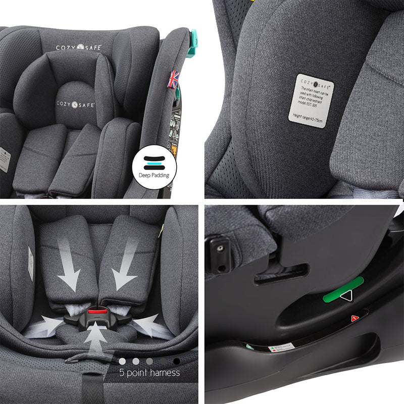 Cozy N Safe Fitzroy+ 40–150cm Child Car Seat - Slate