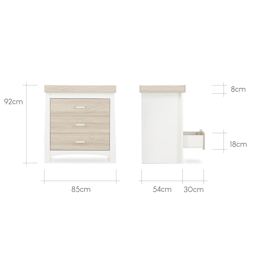 CuddleCo Ada 3 Piece Nursery Furniture Set - White & Ash - EX-Display