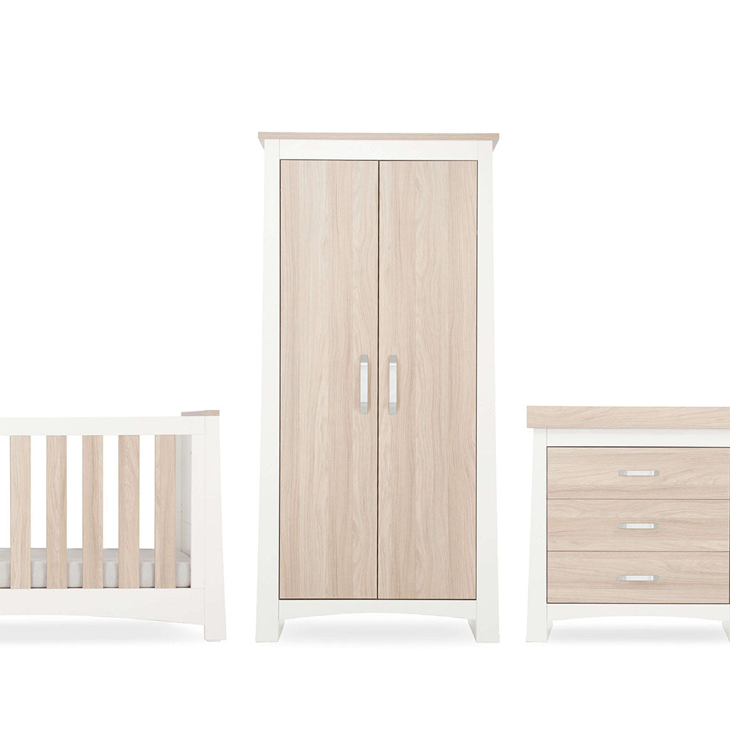 CuddleCo Ada 3 Piece Nursery Furniture Set - White & Ash - EX-Display