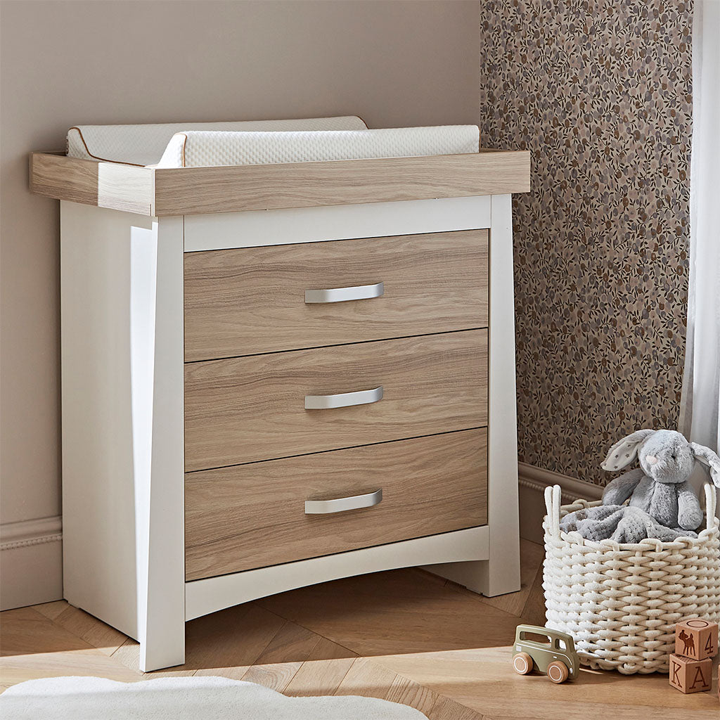 CuddleCo Ada 3 Piece Nursery Furniture Set - White & Ash - EX-Display