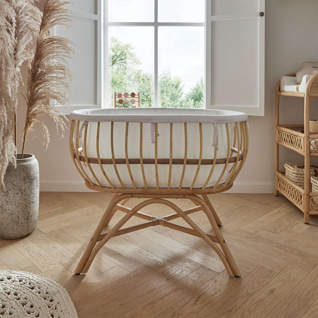 CuddleCo Aria Rattan Crib Natural - Ex Display